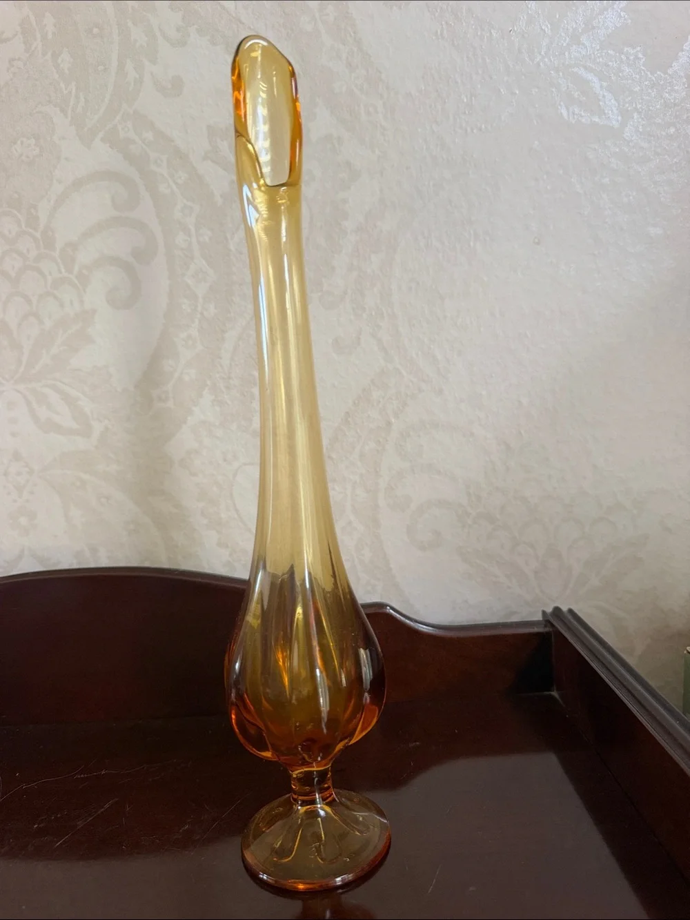 Vintage Viking Swung Vase 13” Honey Amber 6 Petal